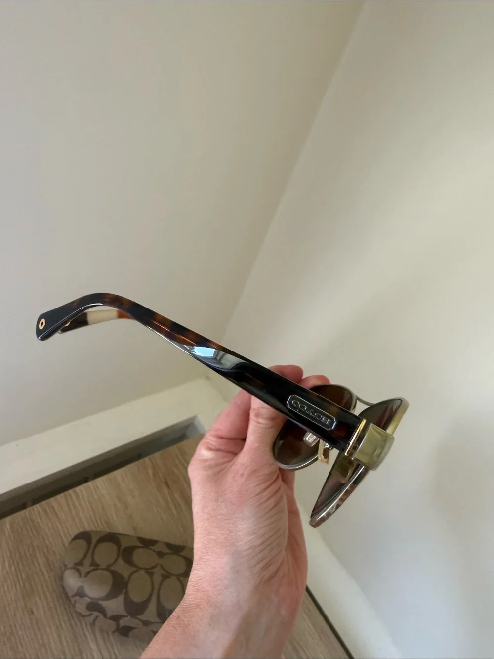 Aviator Sunglasses with Brown Lenses and Gold Frame